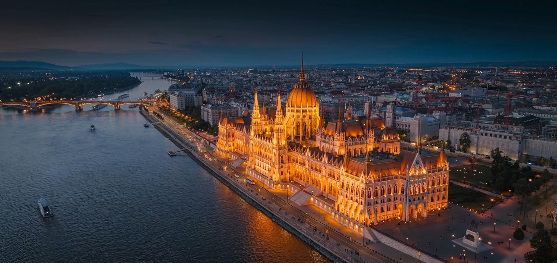 Hungarian Parliament Building at sunset